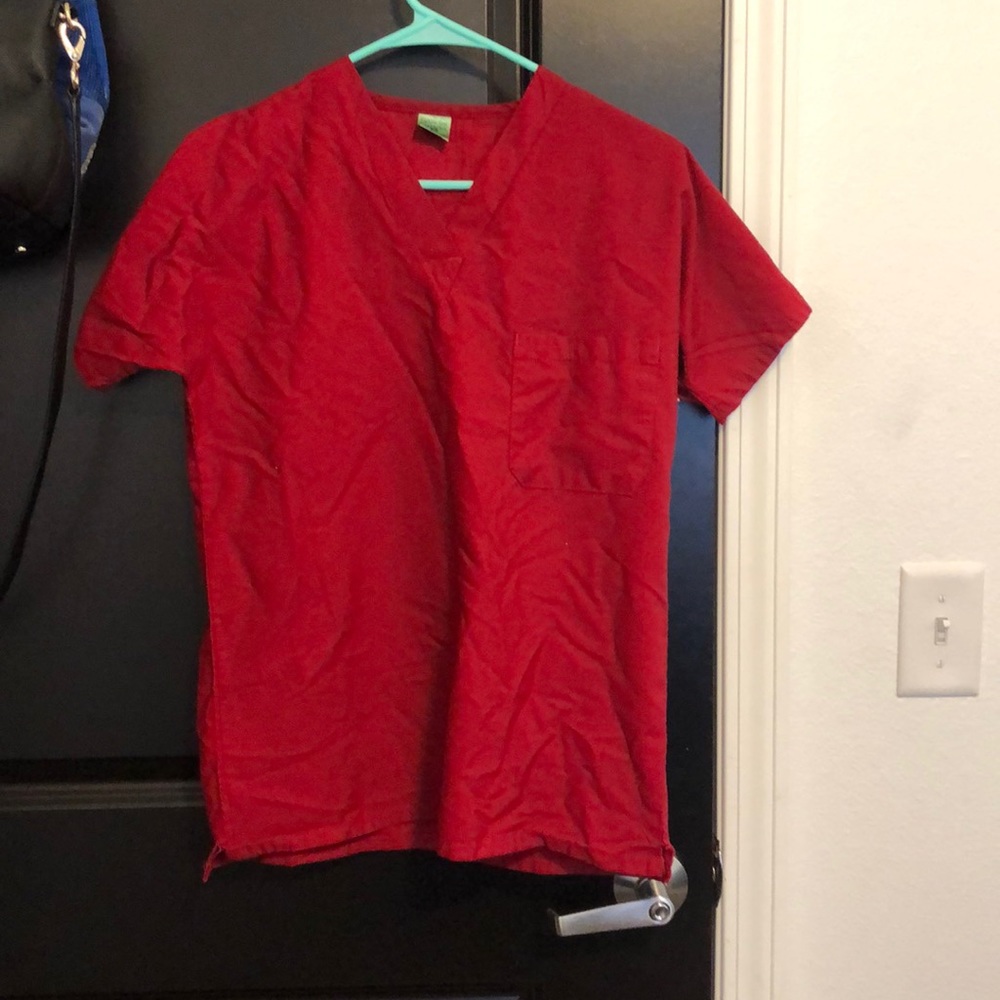 Red scrub top